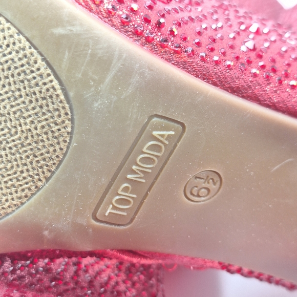 Top Moda Mariha Women's Rhinestone Knee High Boots 6.5 Red Sparkle - Picture 9 of 12